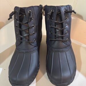 Black Lace-Up Duck Boots